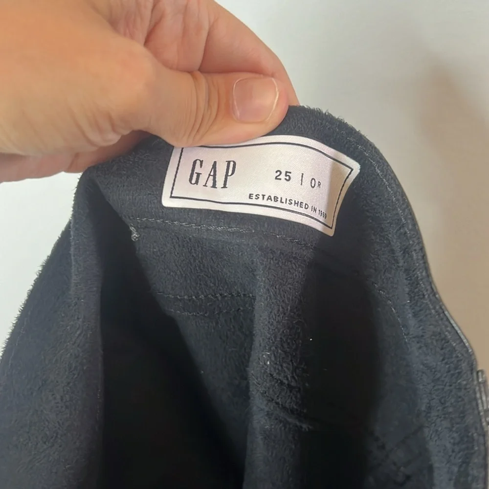 GAP Women’s Black Cargo Straight‎ Leg Faux Leather High Rise Pants Size 25